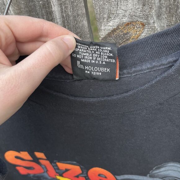 Vintage 90s Harley Davidson Engine Size Matters Black Shirt XXL Single Stich USA - Picture 9 of 16